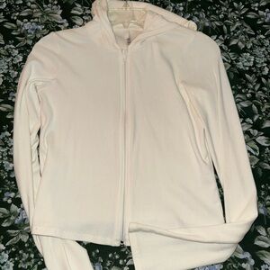 SKIMS Marble Cotton Ribbed Zip-Up Hoodie